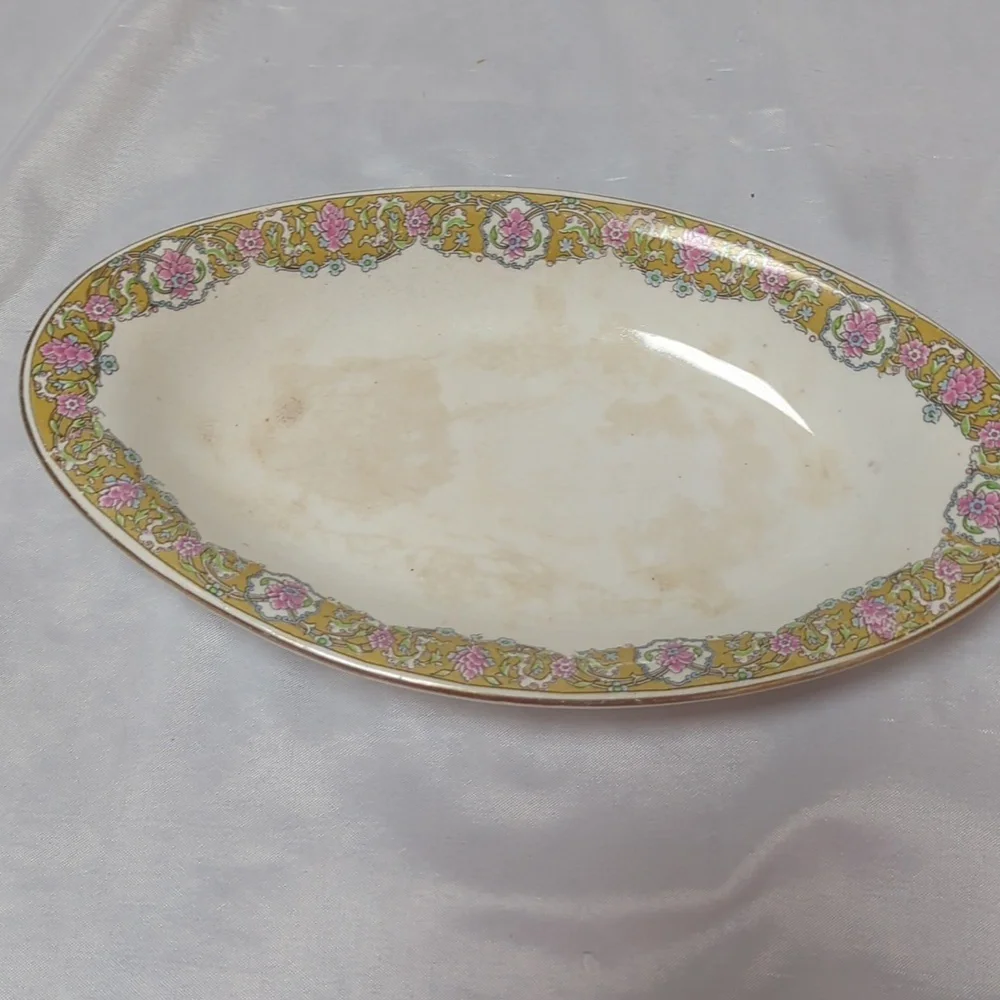 Antique 1890's John Maddox & Sons Porcelain Royal Vitreous Gravy Boat & Plate